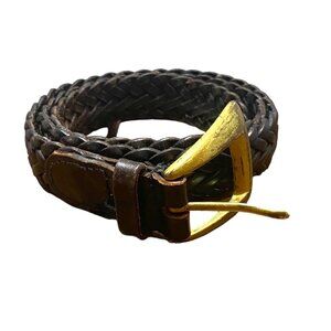 The Limited Leather Braided Woven Belt With Brass Buckle Women Medium Large